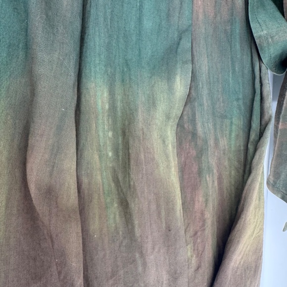 Theory Skirt Women 8 Green Brown Ombre Wrap Sash Tie Preppy Artsy Boho Hippie - Picture 2 of 14